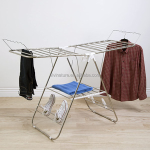 Séchoir à <span class=keywords><strong>linge</strong></span> portable à aile pliante pour l'extérieur et la maison pour sèche-serviettes avec <span class=keywords><strong>barre</strong></span> de suspension - Product Image 3