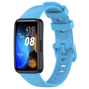 Soft Silicone Sport Watch Band For Huawei Band 8 Rubber Bands Breathable Adjustable Wristband Strap