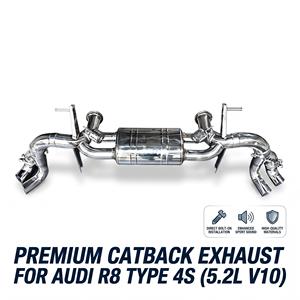 ระบบท่อไอเสียแบบ Catback พร้อมวาล์ว Vortex SS304 สีเงินขัดเงา สำหรับ Audi R8 Type 4S 5.2L V10 ปี 2018-2023 ชุดแต่งเพิ่มสมรรถนะ - Product Image 1