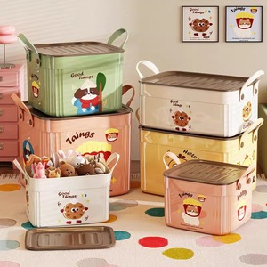 Cartoon <b>Storage</b> Box With Lid Rectangle Plastic Organizer For Toys Snacks <b>Wardrobe</b> Living Room Desktop <b>Storage</b> Bin - Product Image 2