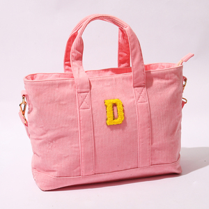 Bolsa de Mano de Pana para Mujer, Tallas M y L, Color Rosa, Beige, Azul Marino y Lila, con Bolsillos Interiores, Correa Larga para <span class=keywords><strong>el</strong></span> Hombro, Ideal para la Playa, <span class=keywords><strong>el</strong></span> Almuerzo o Viajes - Product Image 2