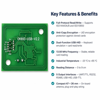 Module de lecteur de carte IC Mini 13,56 MHz PCBA NFC RFID ISO15693 USB HID Lecteur-graveur RFID |   Contrôle d'accès