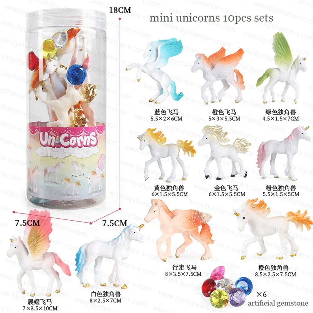 little girls favorite fairy creature unicorn figure toy set with DIY artificial gems best preschool gift for toddlers