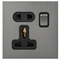 Prise murale rétro en acier inoxydable avec panneau tactile, 2 prises, 10A, interrupteur universel, double prise, IP37, 250V, installation facile, durable