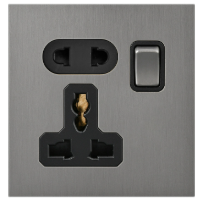 Prise murale rétro en acier inoxydable avec panneau tactile, 2 prises 10A, interrupteur universel, double prise - Product Image 4