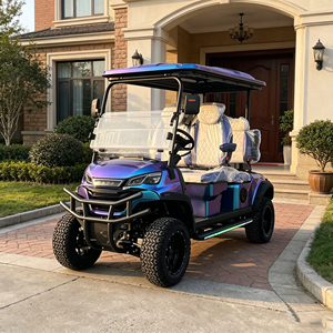 Voiturette de <span class=keywords><strong>golf</strong></span> électrique de luxe 4 places, toit Starlight, bande lumineuse LED multicolore, batterie au lithium, moteur AC 5KW, tout-terrain, rehaussée - Product Image 3
