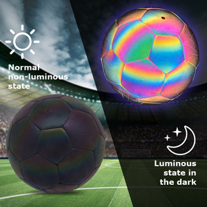 Holographic Glowing Reflective Soccer Pu Leather <strong>Football</strong> Size 4/5 Ball <strong>Light</strong> <strong>up</strong> Holographic Soccer Ball - Product Image 2