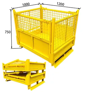 Galvanized Coated Wire Mesh Cage Stackable Storage Container Wire Mesh Steel Cage For Warehouse Logistic Storage And Protection