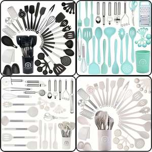 Accesorios para electrodomésticos de cocina, juego de utensilios de cocina de 14 piezas, juego de utensilios de cocina de silicona con mango de madera, resistente al calor - Product Image 3