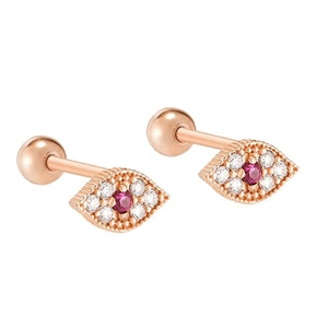 Gemnel 925 plata esterlina 14K oro piercing cartílago rubí mal de ojo pendientes para mujer - Product Image 4