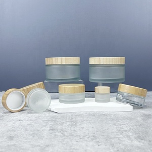 Hot Sale 5g 15g 30g 50g 100g 200g Cosmetic Bamboo Lid Glass Jar, 50g Face Cream Frost Glass Jar with Bamboo Lid - Product Image 6