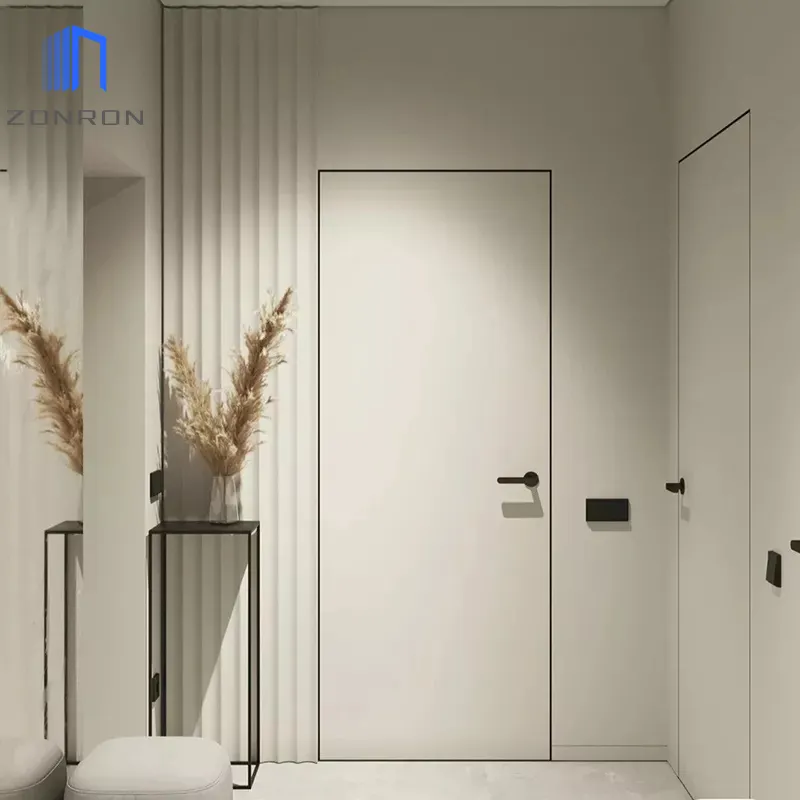 Zonron Modern Design MDF Finished Shaker Style Hotel Wooden Doors Decoration Graphic Design Interior Door Contemporary Manual