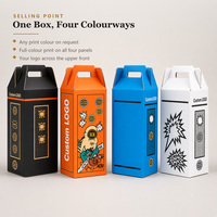 Boîte de transport alimentaire et de collations en carton ondulé avec logo personnalisé ODM, poignée intégrée, disponible en quatre coloris et pour commande en gros