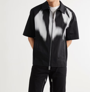 T-Shirt Personalizzata alla Moda per <span class=keywords><strong>Uomo</strong></span>, <span class=keywords><strong>Taglie</strong></span> Grandi, Maglietta Pesante Nera con Logo Personalizzato Stampato, Camicia in Cotone con Zip per <span class=keywords><strong>Uomo</strong></span> - Product Image 3