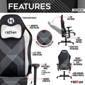 Chaise de jeu DB Techni Sport Comfort Edge noire RTA-TS68C-BK - Product Image 3