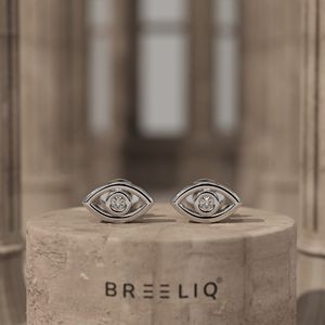 Pendientes de Oro Amarillo de 14K con Diamantes Ojo Turco, Elegantes, con Engaste de Bisel, Diamantes de Corte Redondo, Joyería Fina Protectora - Product Image 2