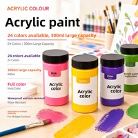 Set Cat Warna Akrilik 24 Warna dalam Botol 300ml Tahan Air Cepat Kering untuk Seni Dinding, DIY Anak, Graffiti, Cina