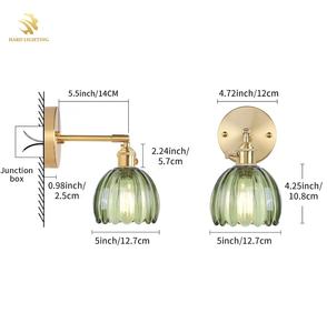 现代简约花卉玻璃壁灯现代金色床头灯卧室书房发光二极管镜灯北欧壁灯 - Product Image 5