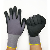 Gants de travail de sécurité pour la construction industrielle et le jardinage, en nylon et élasthanne 15G, avec logo imprimé personnalisé, enduits de nitrile micro-mousse sable.