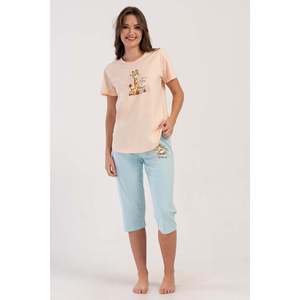 Traje de dormir capri ovalado de manga corta con cuello redondo para mujer - Product Image 4