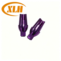 Pilar de implante mecanizado CNC a medida, pilar abierto anodizado en morado