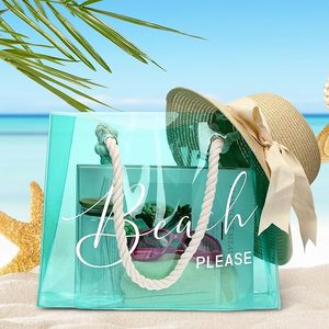 Meilleures ventes belle qualité clair Transparent PVC sac de plage femmes grand sac à main étanche - Product Image 6