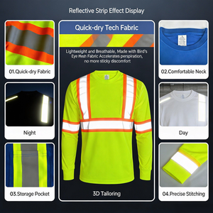 Chemise de travail réfléchissante haute visibilité de classe <span class=keywords><strong>2</strong></span> en gros, couleur et taille personnalisées, vêtements de travail de sécurité à manches longues 360 °   Chemise réfléchissante - Product Image 2