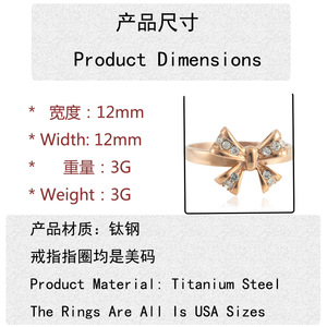Rose Gold Bowknot <b>Ring</b> With <b>Crystal</b> Pave Setting For Women Fashion Jewelry Gift - Product Image 2