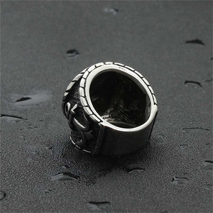 Men's <b>Titanium</b> Steel Anchor <b>Ring</b> Silver Retro Punk Style Geometric Design 260126 - Product Image 2