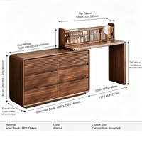Table de toilette haut de gamme en bois massif avec miroir LED intelligent 3 couleurs et 3 tiroirs, grand rangement, pour chambre à coucher