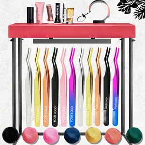 Pinzas de Precisión para Extensión de Pestañas, Coloridas, Personalizadas, en Oro Rosa y Negro, de Acero Inoxidable, de 10 mm, con Peine - Product Image 3