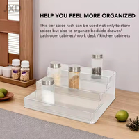 JUXINDA Organisateur de support à épices en plastique PET | Étagère de rangement de comptoir transparente pour bouteilles et assaisonnements | Gain de place