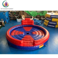 Tapis de bulle mécanique gonflable, rouge et bleu, avec Machine à air, jeux de saut Rodeo Bull