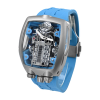 Montre Sportive Rectangulaire Tendance, Boîtier en Acier Inoxydable, Bracelet en Silicone, Montre Mécanique Homme ODM OEM
