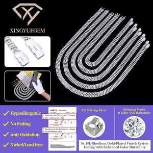 Factory Wholesale Best Selling White Gold Plated 925 Sterling Silver 6mm Vvs Moissanite Cuban Chain Link <b>Necklace</b> Hip Hop - Product Image 4