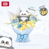 Loz7301-7425 Blocs de construction en plastique DIY, jouet Panda, bouquet de fleurs éternelles, rose, 40 pièces, petits blocs de construction