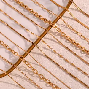 18K Gold Plattiert Schmuck 316L Edelstahl Papier-Clip-Box Kette Halsketten Ketten für Schmuckherstellung