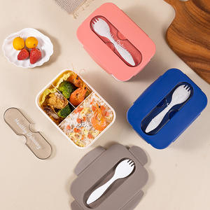Portable Microwave Safe Plastic Bento <b>Lunch</b> <b>Box</b> for Kids and Newborns Leakproof 3 Compartments <b>Lunch</b> Containers with Tableware - Product Image 3