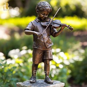 ประติมากรรมสำริดตกแต่งสวนกลางแจ้งสำหรับเด็กเล่นไวโอลิน - Product Image 1
