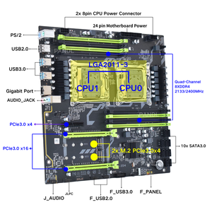 PANDL NOUVEAU X99-2D4 <span class=keywords><strong>E</strong></span>-ATX 8X DDR4 ECC RAM Carte mère Ensemble Intel Dual Xeon E5 <span class=keywords><strong>2680</strong></span> <span class=keywords><strong>V4</strong></span> Carte mère X99 Combo double processeur Xeon X99 Kit - Product Image 5