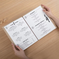 Porte-menu en tissu texturé, pliable, pour restaurant, bar, traiteur, avec logo personnalisé en estampage à chaud doré