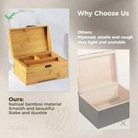 Boîte de rangement en bambou naturel écologique en gros avec plateau à deux compartiments utilisation de cuisine de bureau conteneurs de sécurité alimentaire
