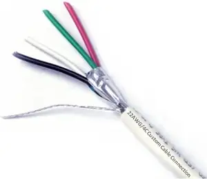 22 AWG 4 conduttori schermato Plenum cavo bianco CL3P giacca per sicurezza/allarme/controllo accessi/così