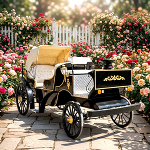 Fournisseur d'usine : Carrosse royal électrique sans chevaux noir et or, personnalisé pour les sites touristiques, les mariages et les défilés - Product Image 1
