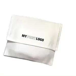 Bolsa de saco de pó para presente de joias com aba de cetim com logotipo personalizado por atacado