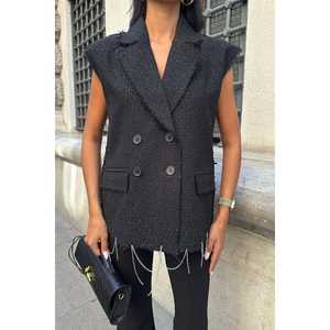 เสื้อแจ็คเก็ตผ้าทวีดผู้หญิง S6K สีดำ ไซส์ M L XL 6128 - Product Image 4