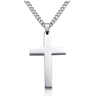 Collier personnalisé avec croix chrétienne en acier inoxydable plaqué or 18 carats, pendentif en forme de corde gravé au laser avec lettres, pour hommes et femmes