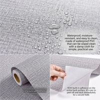 Papier peint PVC à texture lin, autocollant, imperméable, résistant à l'humidité, pour salon, chambre, hôtel, décoration murale