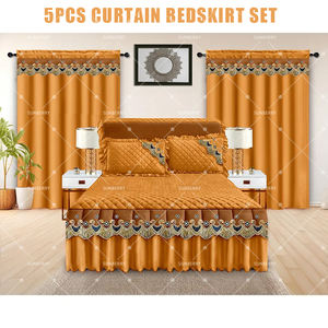 5 pièces ensemble de jupe de lit rideau solide jupe de lit en dentelle de luxe avec rideau assorti ensemble de literie de remplissage en coton king size pour un usage domestique - Product Image 5