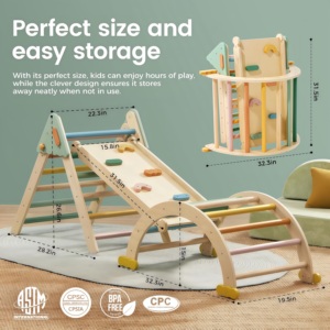 CZFIT Montessori Wooden Educational Rainbow Climbing <b>Frame</b> Indoor Playground Kids Activity Climber Ladder Swing Slide <b>Play</b> - Product Image 2